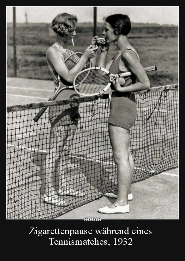 Zigarettenpause während eines Tennismatches, 1932.. - Lustige Bilder | DEBESTE.de