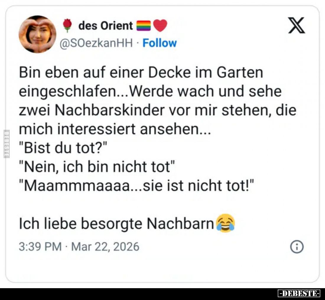 Bin eben auf einer Decke im Garten eingeschlafen...Werde wach und sehe zwei Nachbarskinder vor mir stehen, die mich interessi...