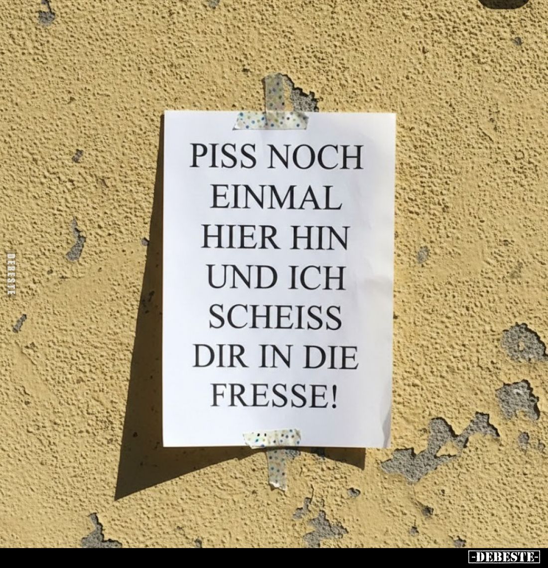 Piss noch einmal hier hin und ich scheiß dir in die Fresse!