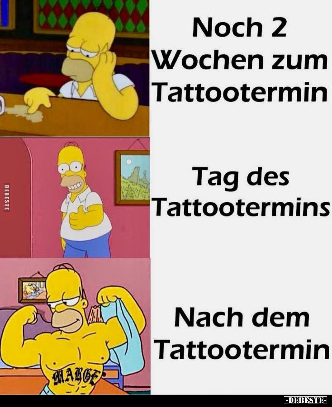 Noch 2 Wochen zum Tattootermin.
Tag des Tattootermins.
Nach dem Tattootermin.