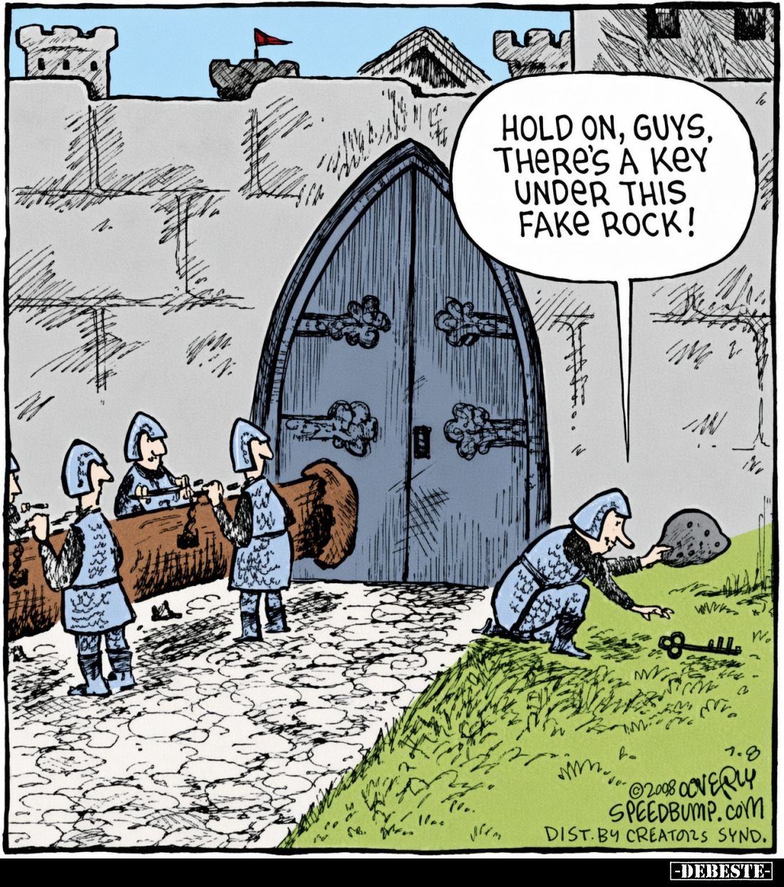 Hold on, guys, there's a key under this fake rock!