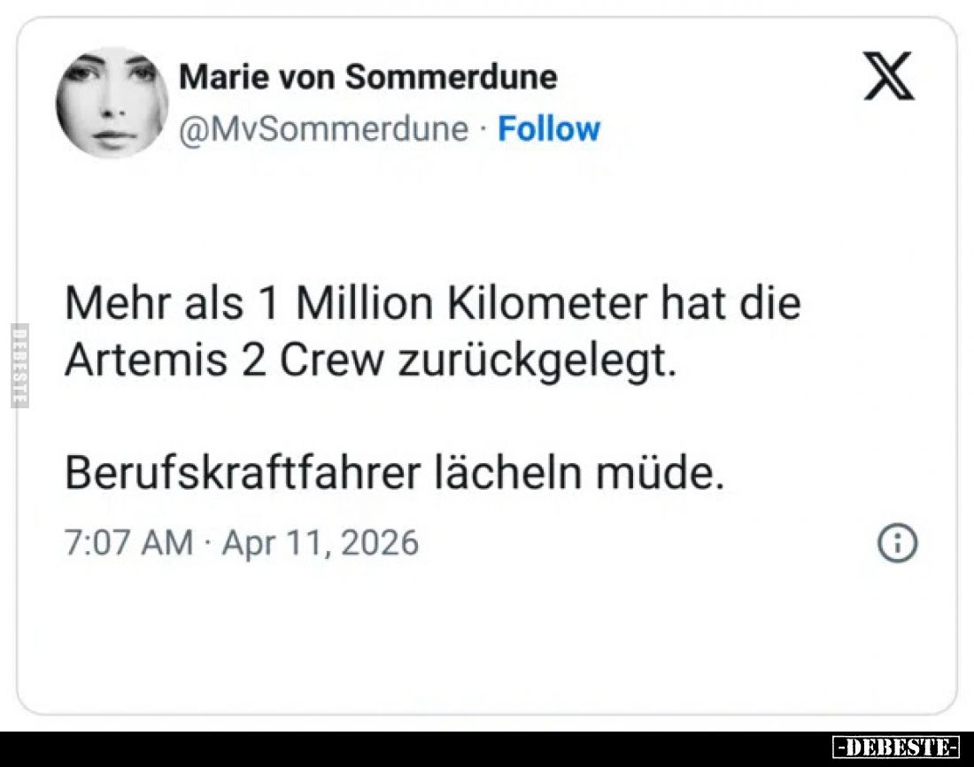 Mehr als 1 Million Kilometer hat die Artemis 2 Crew.. - Lustige Bilder | DEBESTE.de