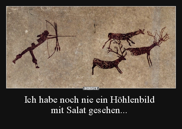 Ich habe noch nie ein Höhlenbild mit Salat gesehen...