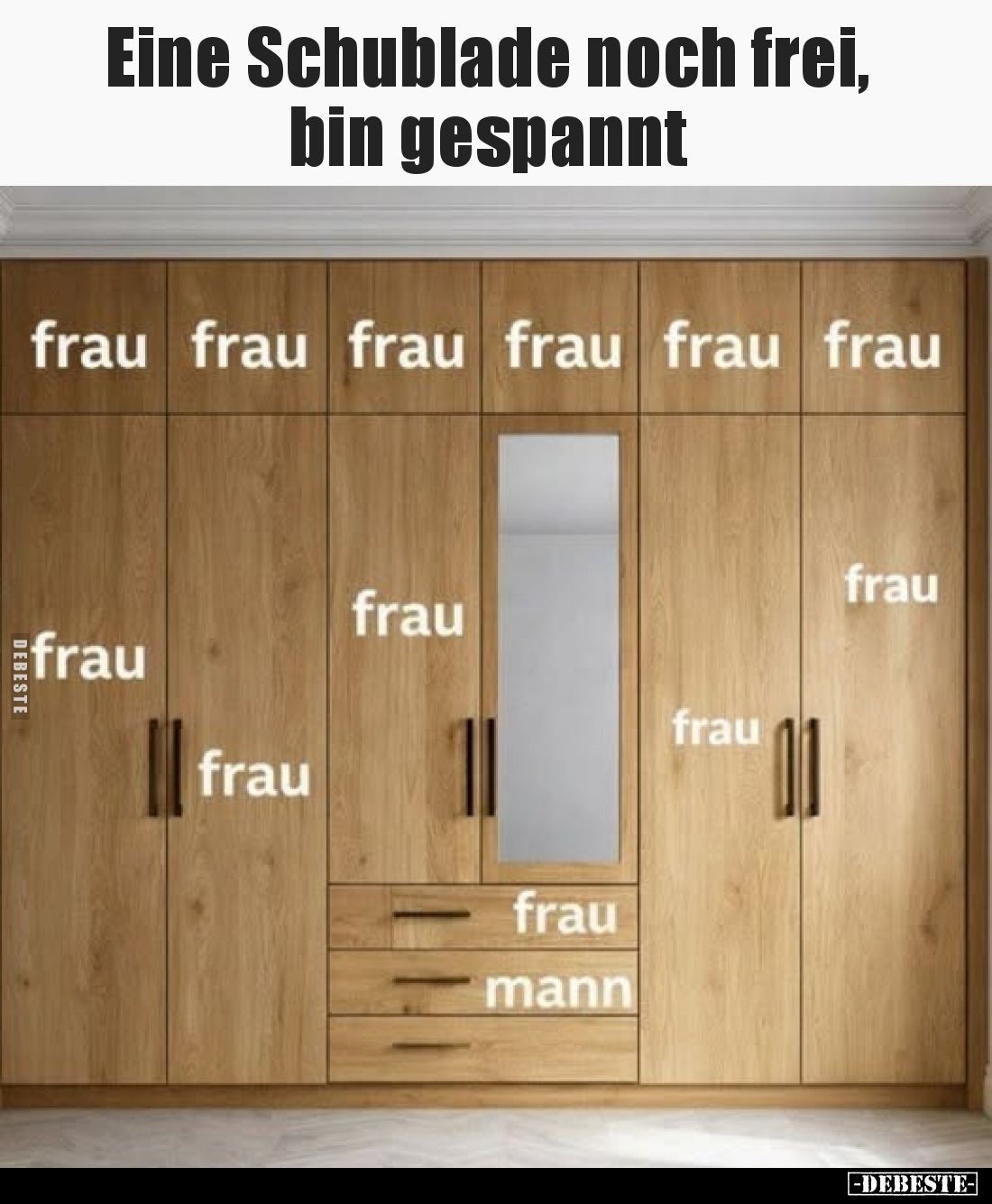 Eine Schublade noch frei, bin gespannt. Frau / Mann