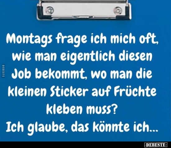 Montags frage ich mich oft, wie man eigentlich diesen Job.. - Lustige Bilder | DEBESTE.de