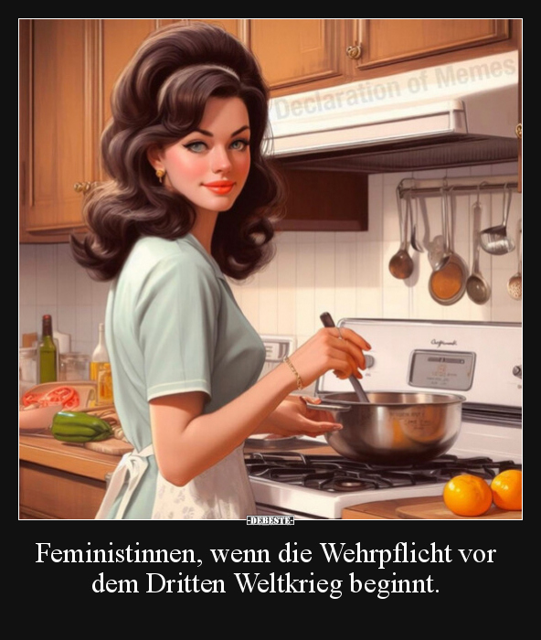 Feministinnen, wenn die Wehrpflicht vor dem Dritten.. - Lustige Bilder | DEBESTE.de