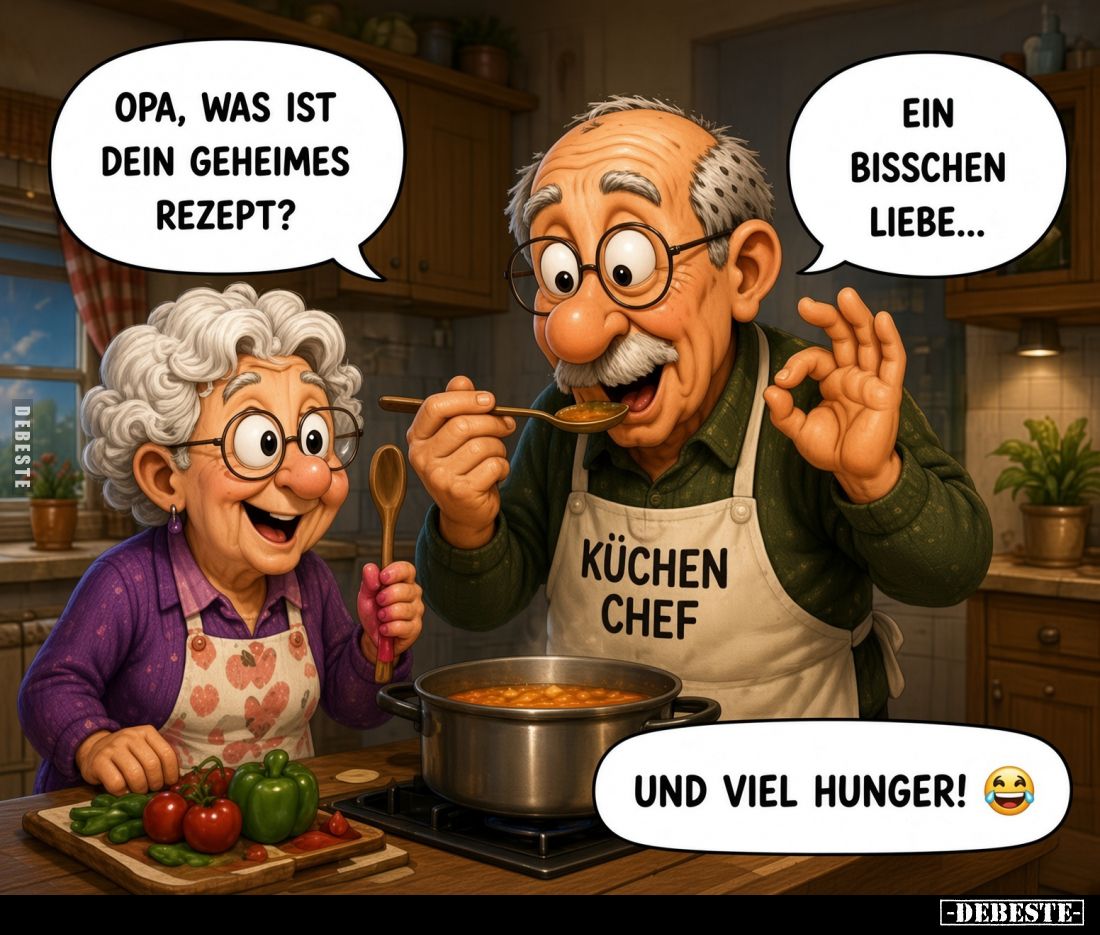 Opa, was ist dein geheimes Rezept?
Ein bisschen Liebe...
und viel Hunger!
