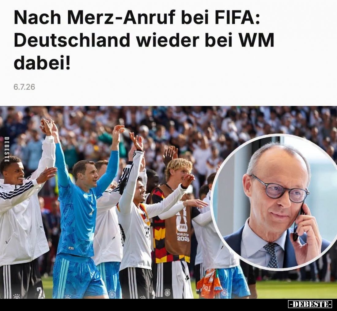 Nach Merz-Anruf bei FIFA: Deutschland wieder bei WM dabei!