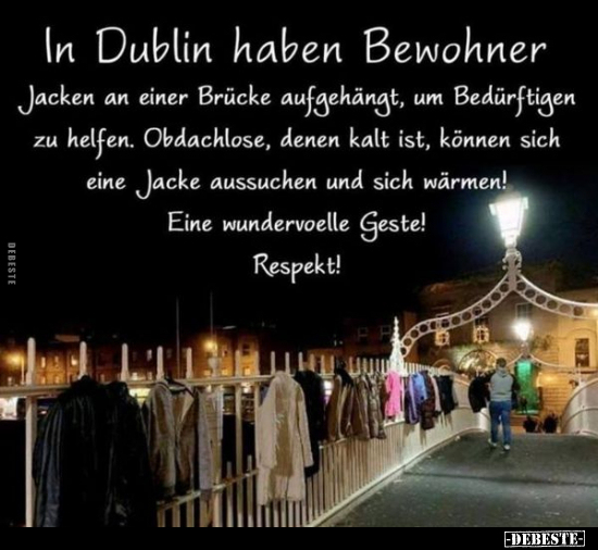 In Dublin haben Bewohner Jacken an einer Brücke aufgehängt.. - Lustige Bilder | DEBESTE.de