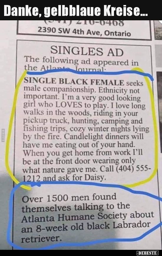 Danke, gelbblaue Kreise...