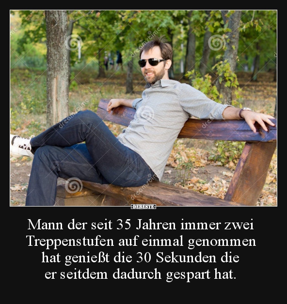 Mann der seit 35 Jahren immer zwei Treppenstufen auf..