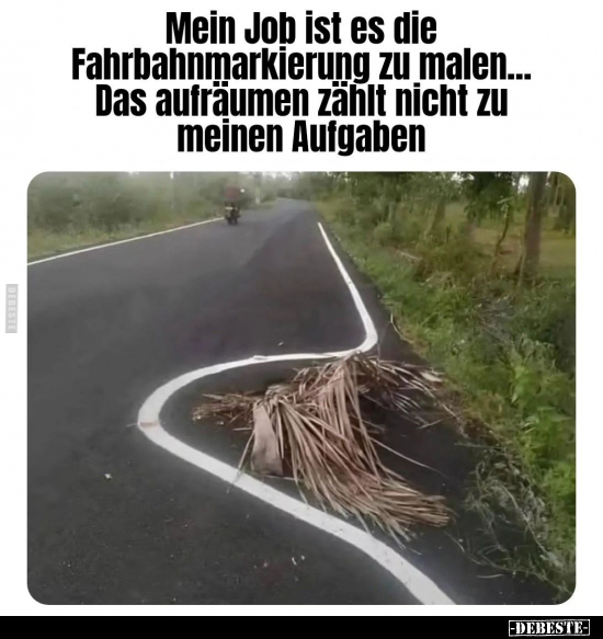 Mein Job ist es die Fahrbahnmarkierung zu malen... - Lustige Bilder | DEBESTE.de