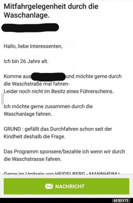 Mitfahrgelegenheit durch die Waschanlage...