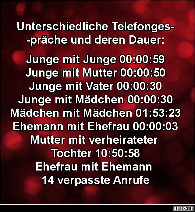 Unterschiedliche Telefongespräche und deren Dauer.. - Lustige Bilder | DEBESTE.de