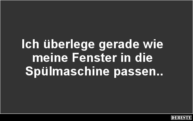 Ich überlege gerade wie 
meine Fenster in die 
Spülmaschine passen..