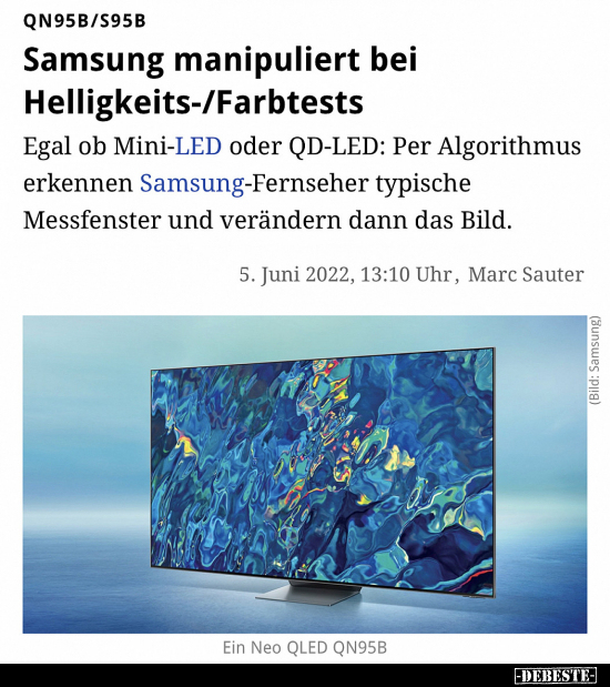 Samsung manipuliert bei Helligkeits-/Farbtests.. - Lustige Bilder | DEBESTE.de