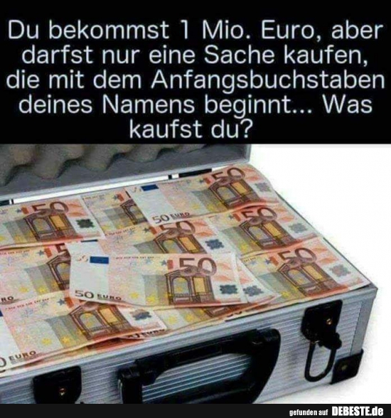 Du bekommst 1 Mio. Euro, aber darfst du nur eine Sache kaufen..