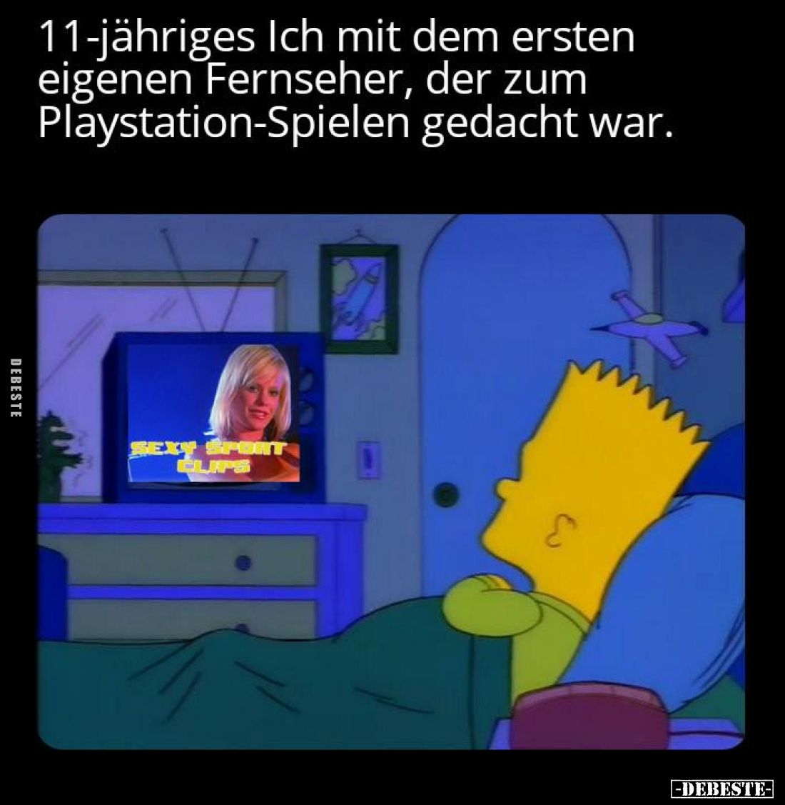 11-jähriges Ich mit dem ersten eigenen Fernseher, der zum Playstation-Spielen gedacht war.
