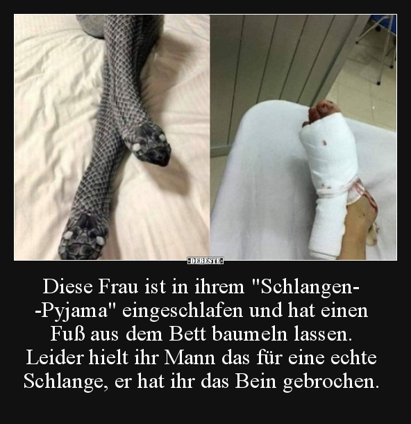 Diese Frau ist in ihrem "Schlangen-Pyjama" eingeschlafen.. - Lustige Bilder | DEBESTE.de