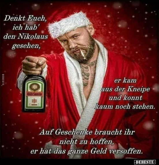 Denkt Euch, ich hab' den Nikolaus gesehen.. - Lustige Bilder | DEBESTE.de