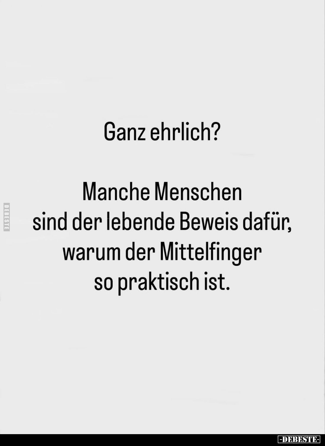 Ganz ehrlich?
Manche Menschen sind der lebende Beweis dafür, warum der Mittelfinger so praktisch ist.