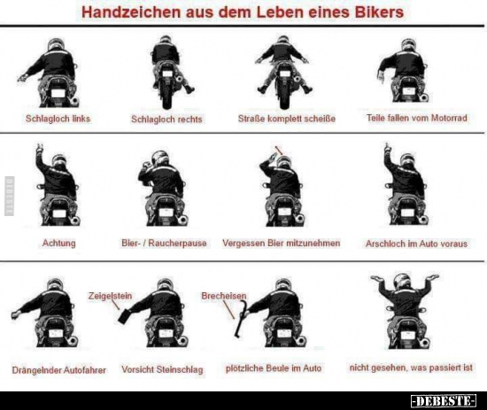 Handzeichen aus dem Leben eines Bikers.. - Lustige Bilder | DEBESTE.de
