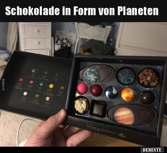 Schokolade in Form von Planeten..