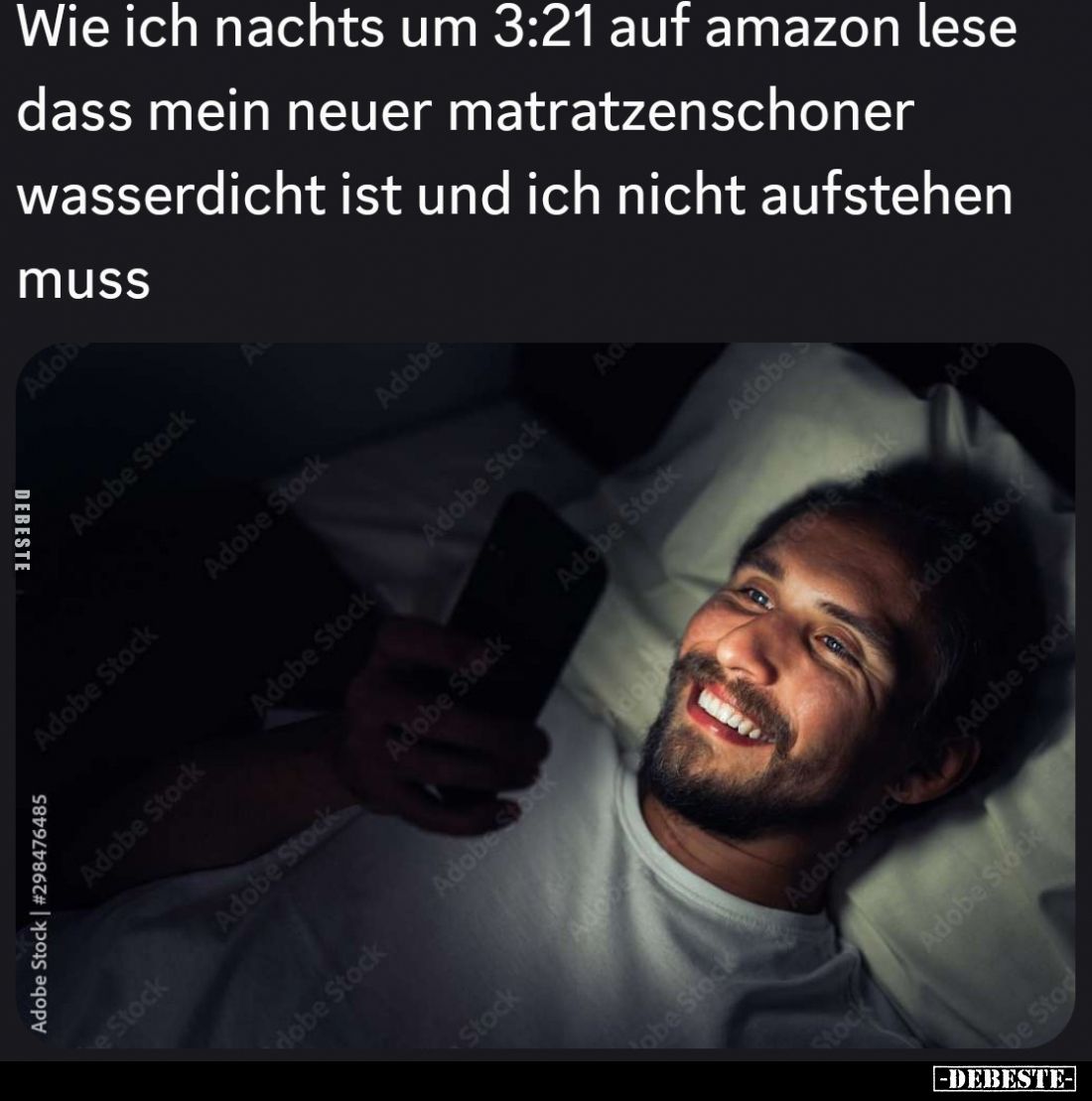 Wie ich nachts um 3:21 auf amazon lese dass mein neuer matratzenschoner wasserdicht ist und ich nicht aufstehen muss