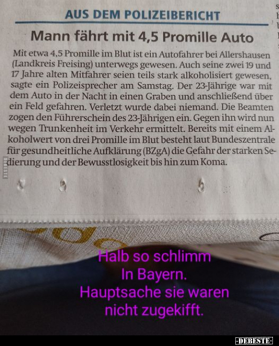 Mann fährt mit 4,5 Promille Auto.. - Lustige Bilder | DEBESTE.de