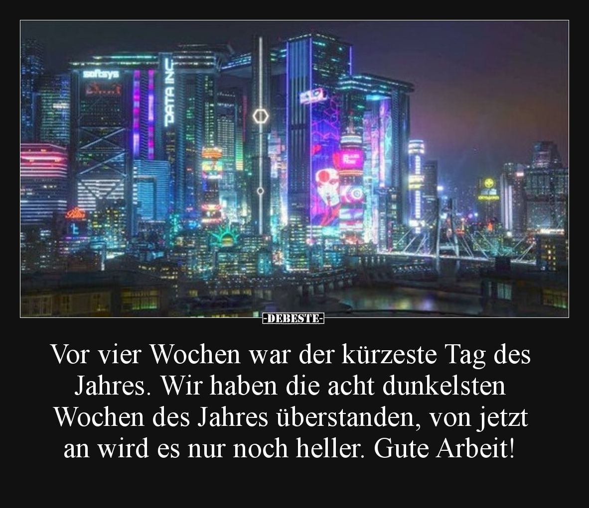 Vor vier Wochen war der kürzeste Tag des Jahres. Wir haben die acht dunkelsten Wochen des Jahres überstanden, von jetzt an wi...