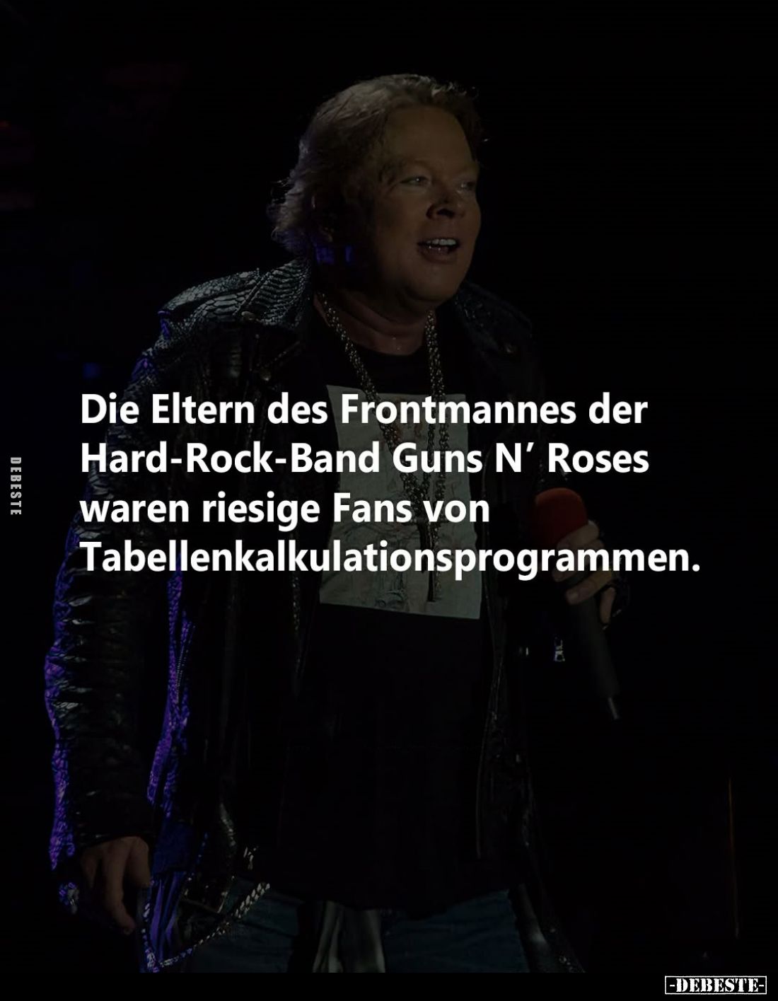Die Eltern des Frontmannes der Hard-Rock-Band Guns N' Roses waren riesige Fans von Tabellenkalkulationsprogrammen.