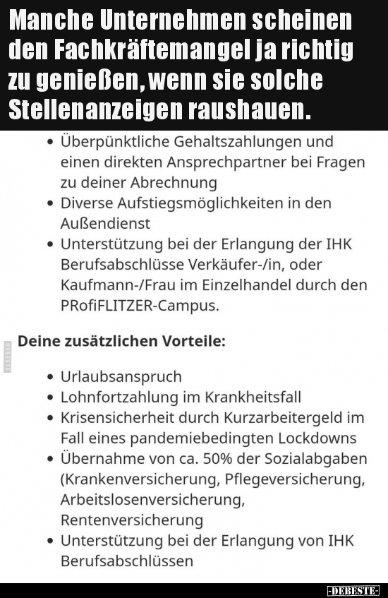 Manche Unternehmen scheinen den Fachkräftemangel.. - Lustige Bilder | DEBESTE.de