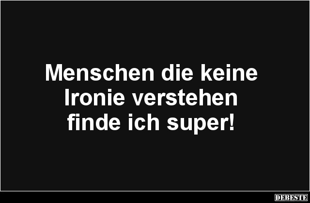 Menschen die keine Ironie verstehen finde ich super! - Lustige Bilder | DEBESTE.de
