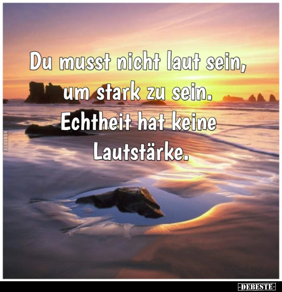 Du musst nicht laut sein, um stark zu sein. 
Echtheit hat keine Lautstärke.