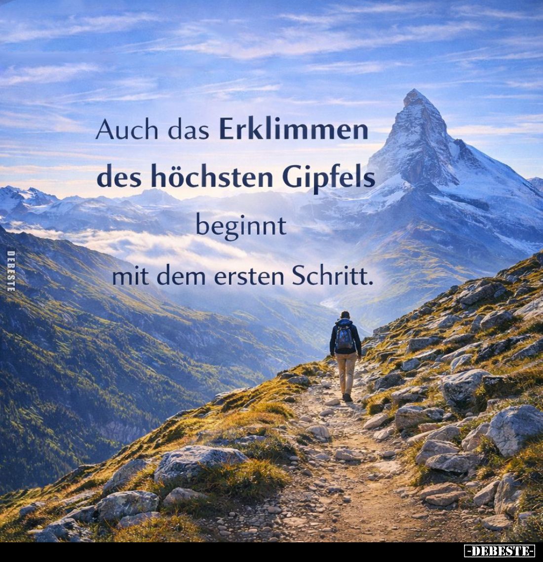 Auch das Erklimmen des höchsten Gipfels beginnt mit dem ersten Schritt.
