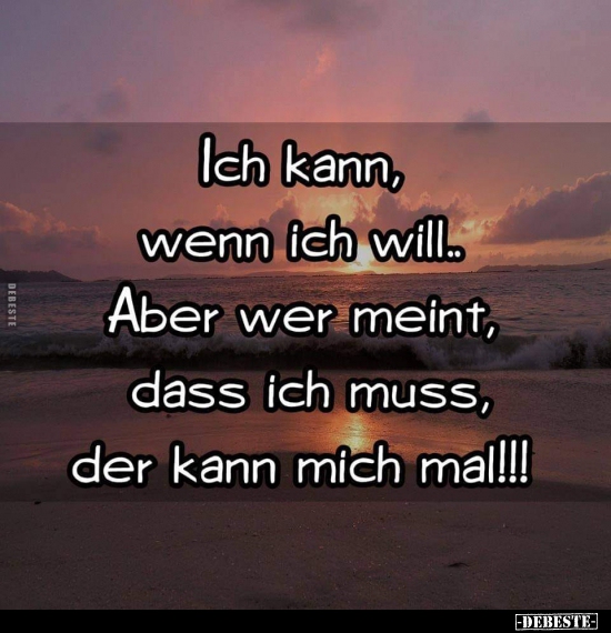 Ich kann, wenn ich will... Aber wer meint, dass ich muss..
