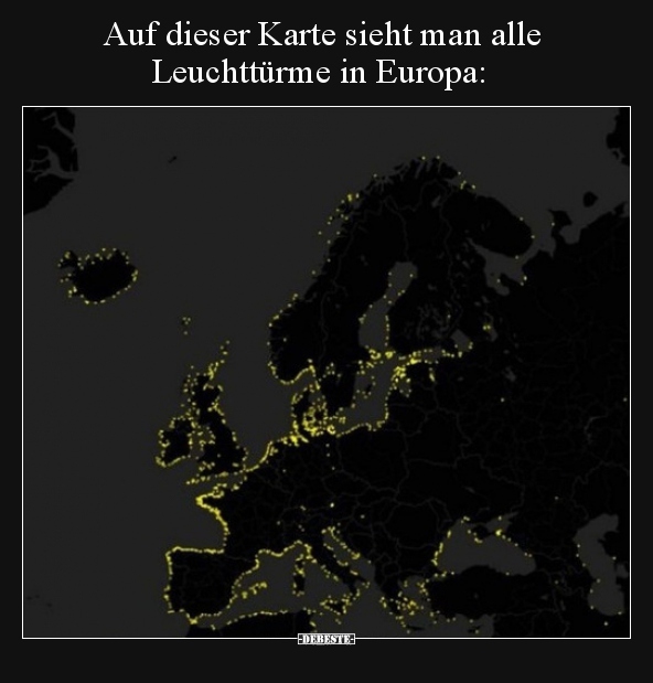 Auf dieser Karte sieht man alle Leuchttürme in Europa.. - Lustige Bilder | DEBESTE.de