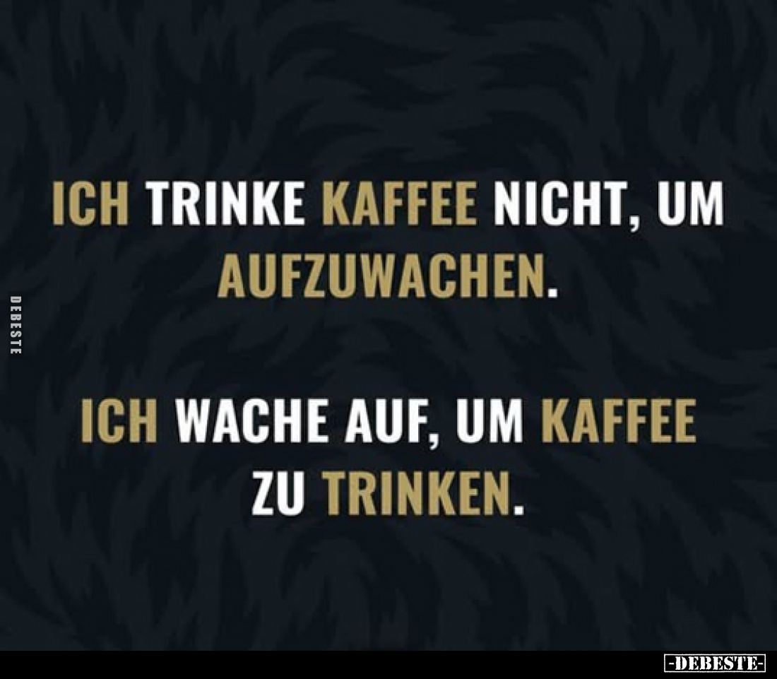 Ich trinke Kaffee nicht, um aufzuwachen.
Ich wache auf, um Kaffee zu trinken.