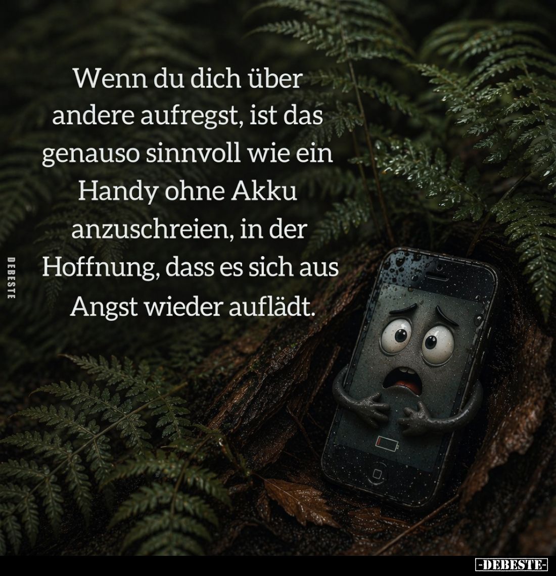 Wenn du dich über andere aufregst, ist das genauso sinnvoll wie ein Handy ohne Akku anzuschreien, in der Hoffnung, dass es si...