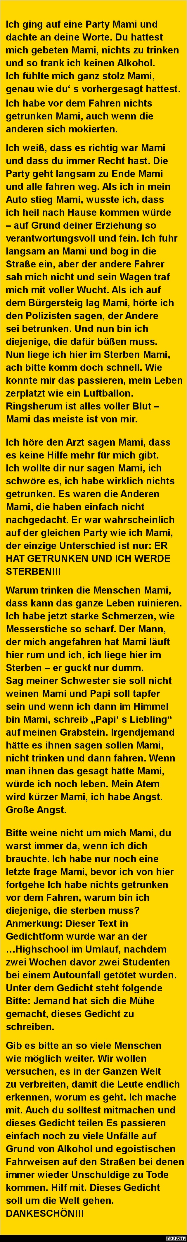 Ich ging auf eine Party Mami und dachte an deine Worte.. - Lustige Bilder | DEBESTE.de