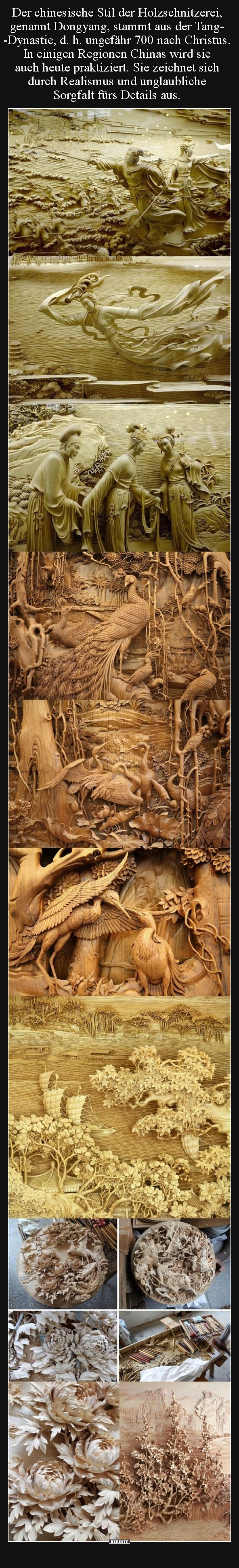Der chinesische Stil der Holzschnitzerei, genannt Dongyang..