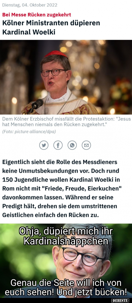 Kölner Ministranten düpieren Kardinal Woelki.. - Lustige Bilder | DEBESTE.de