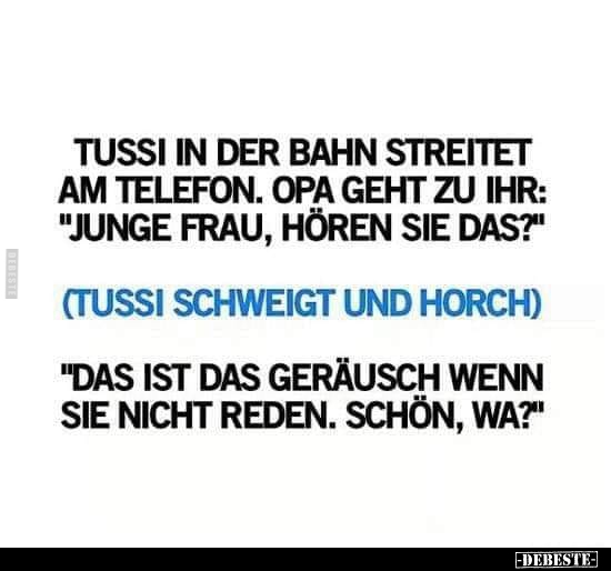 Tussi in der Bahn streitet am Telefon. Opa geht zu ihr.. - Lustige Bilder | DEBESTE.de