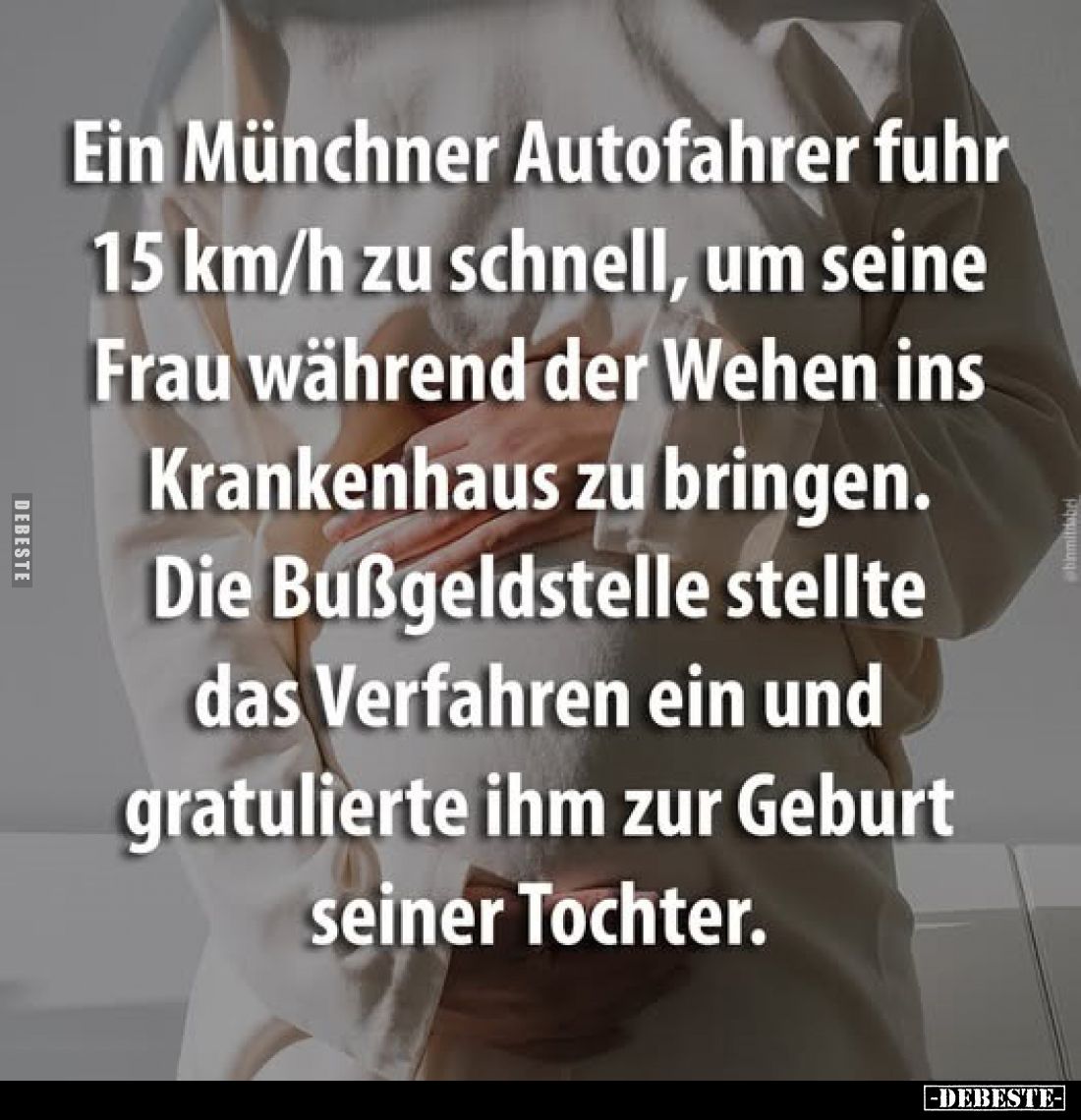 Ein Münchner Autofahrer fuhr 15 km/h zu schnell, um seine Frau während der Wehen ins Krankenhaus zu bringen. Die Bußgeldstell...