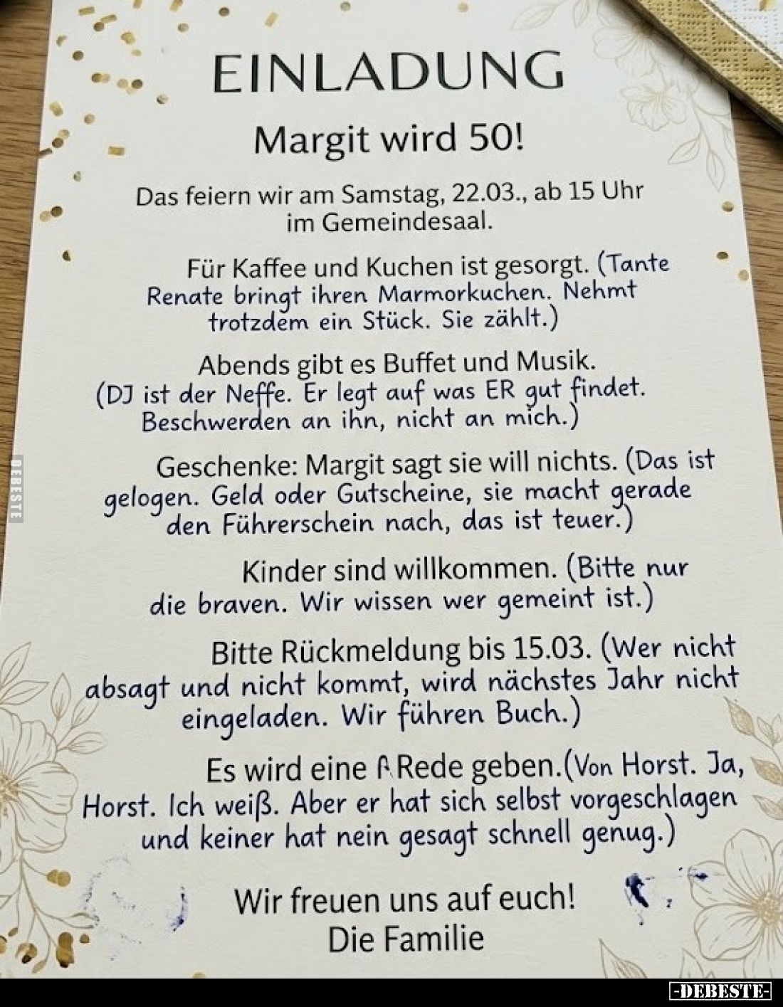 EINLADUNG Margit wird 50!.. - Lustige Bilder | DEBESTE.de