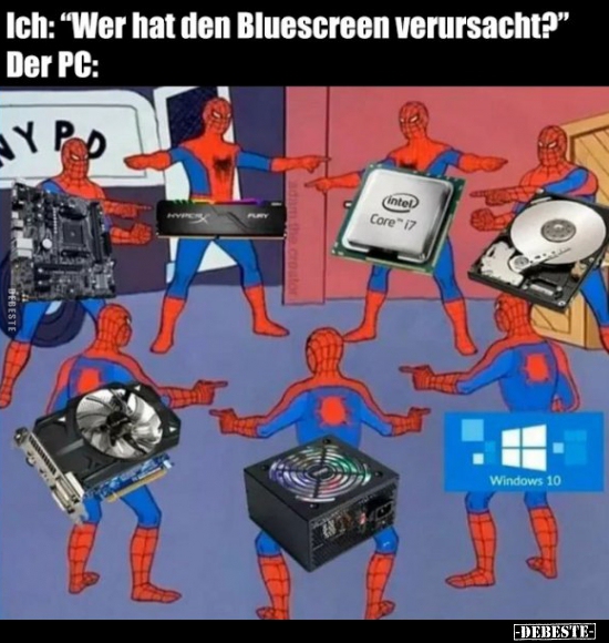 Ich: "Wer hat den Bluescreen verursacht?".. - Lustige Bilder | DEBESTE.de