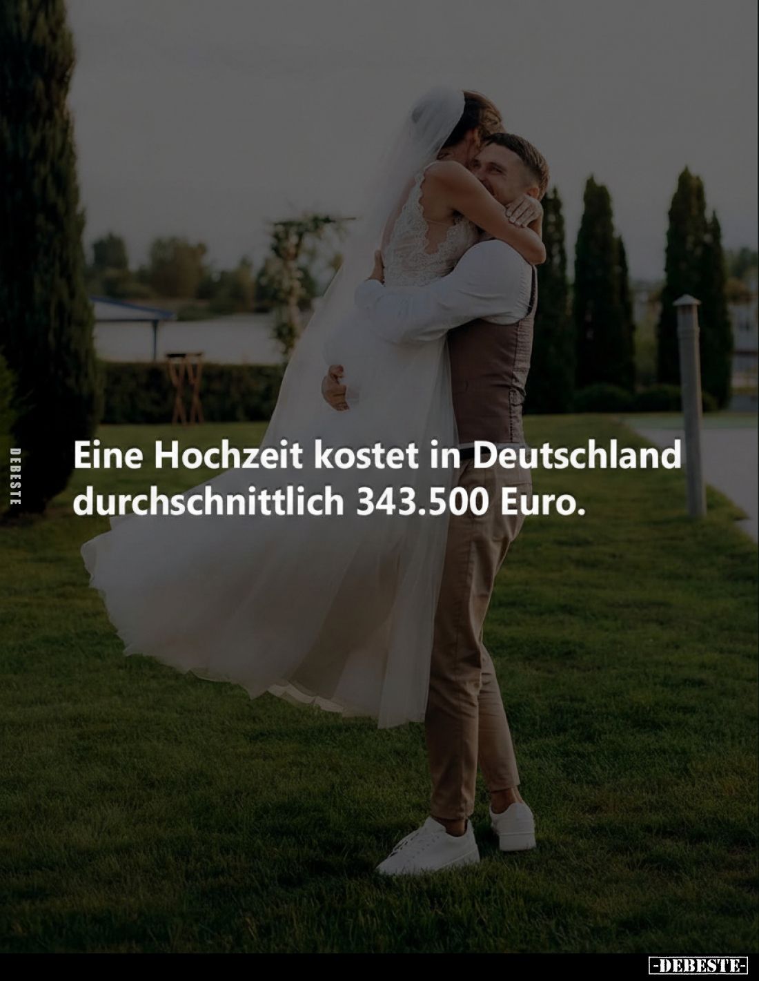 Eine Hochzeit kostet in Deutschland durchschnittlich 343.500 Euro.
