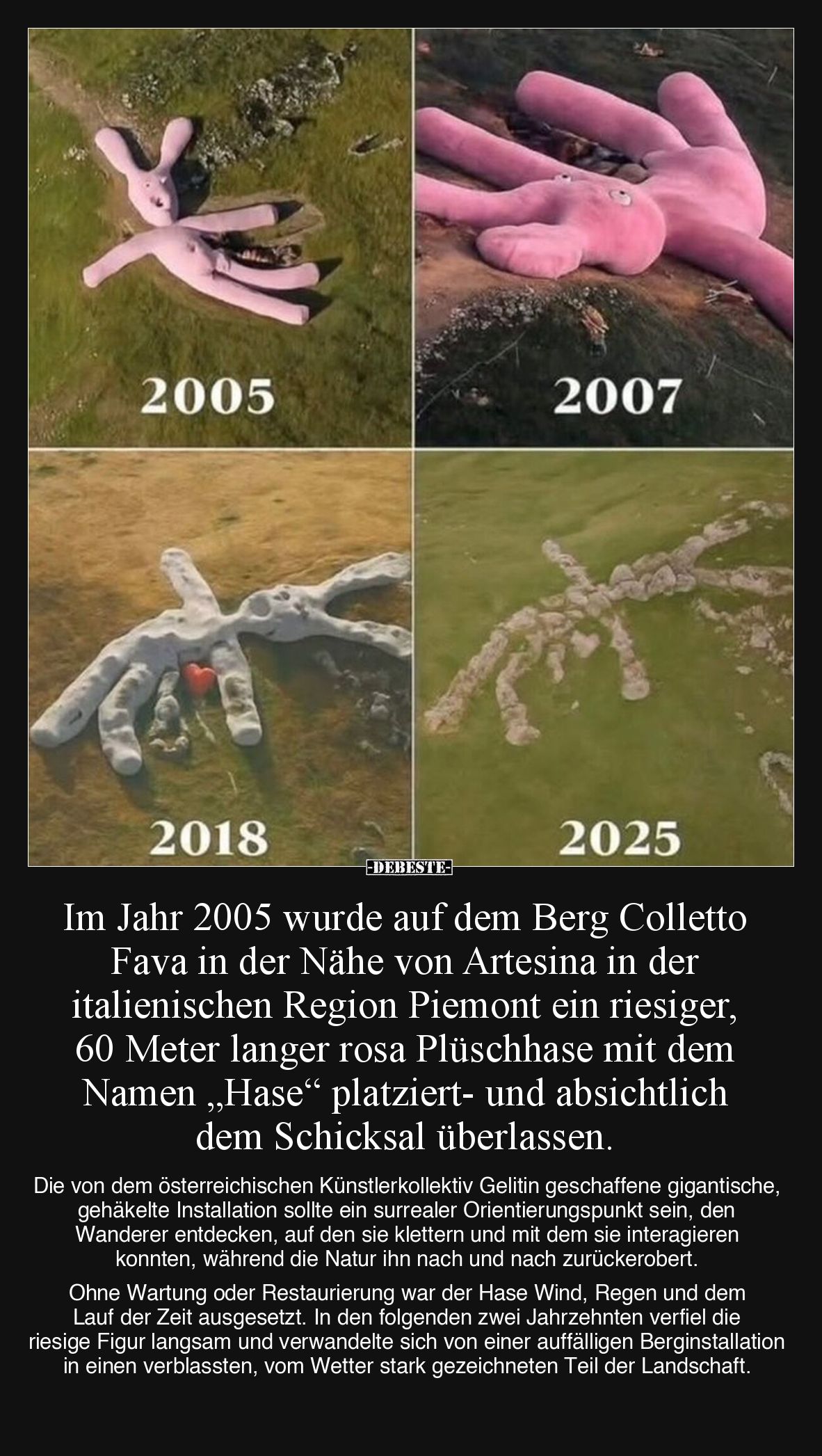 Im Jahr 2005 wurde auf dem Berg Colletto Fava in der Nähe von Artesina in der italienischen Region Piemont ein riesiger, 60 M...