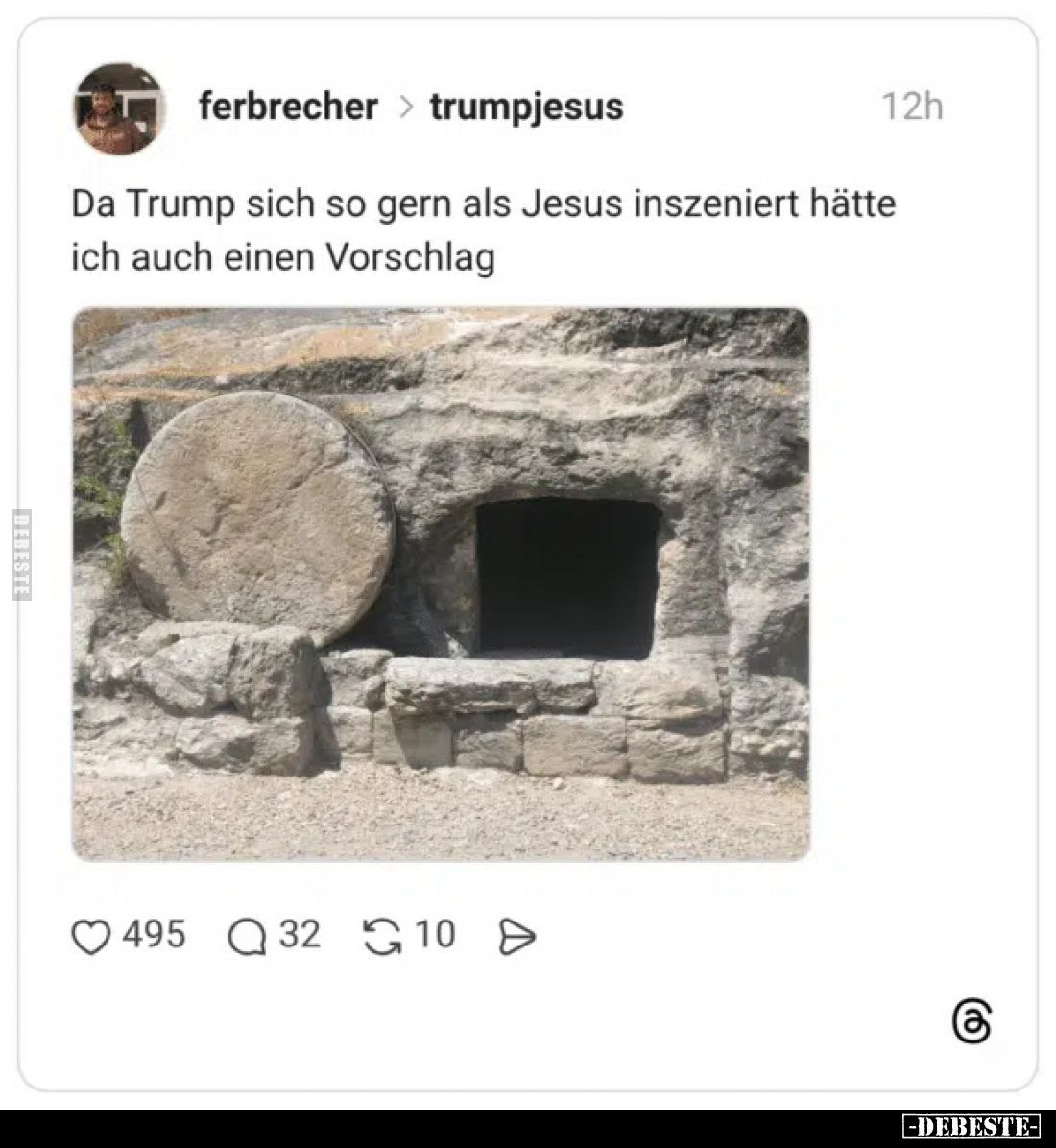 Da Trump sich so gern als Jesus inszeniert hätte ich auch.. - Lustige Bilder | DEBESTE.de