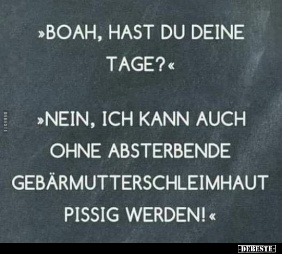 "Boah, hast du deine Tage?"  "Nein, ich kann auch ohne.." - Lustige Bilder | DEBESTE.de